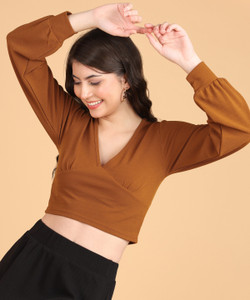 METRONAUT Casual Solid Women Orange Top