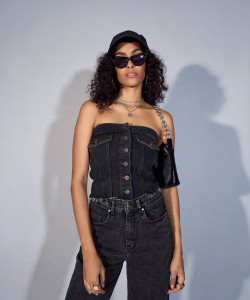 SASSAFRAS Casual Solid Women Black Top