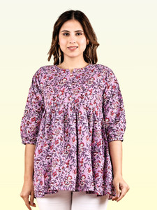 Mamvastra Casual Printed Women Purple, White, Maroon Top