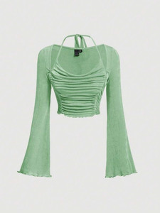 Raisechic Party Self Design Women Green Top