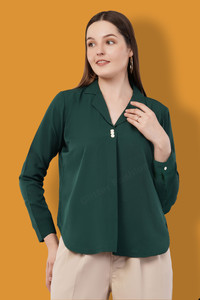 Glitter Fashion Formal Solid Women Green Top