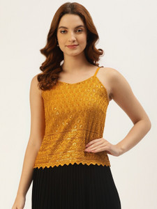 BRINNS Party Embellished Women Yellow Top