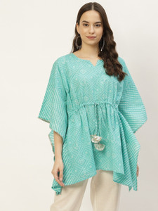 FABRIC FITOOR Casual Printed Women Blue Top