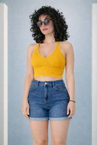KG Best Collection Casual Self Design Women Yellow Top
