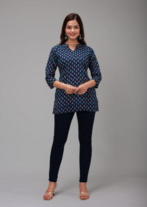 MF ERA Casual Printed Women Dark Blue, Red, White Top