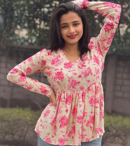 CLANGER Casual Printed Women Pink Top