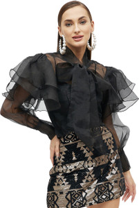 KIBO Casual Solid Women Black Top