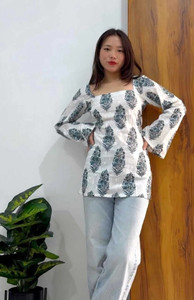 sarswa Casual Animal Print Women White, Black Top