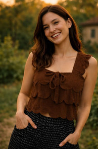 Bullcraft Casual Self Design Women Brown Top