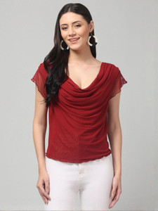 clobug Casual Solid Women Maroon Top