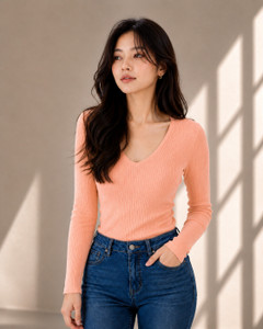 Tanushk Casual Self Design Women Orange Top