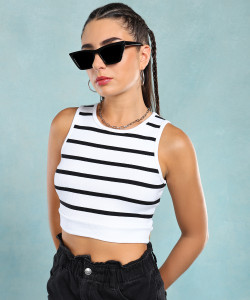 Roadster Casual Striped Women White Top