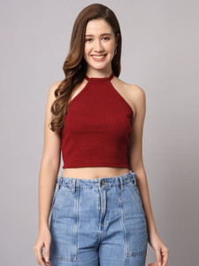 FUNDAY FASHION Casual Solid Women Maroon Top