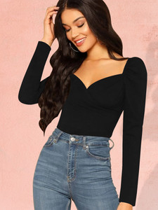 Maheshvi Casual Solid Women Black Top