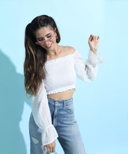 Tokyo Talkies Casual Solid Women White Top