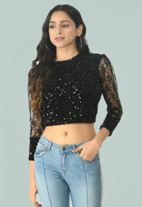 TTFPL FASHION STORE Party Embellished Women Black Top