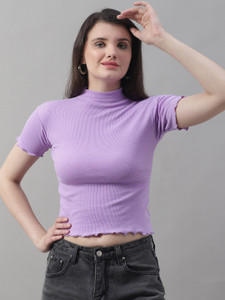 bamboo breeze Casual Self Design Women Purple Top