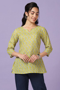 Fashion Dream Casual Printed Women Yellow Top