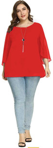 Ccf Casual Solid Women Red Top