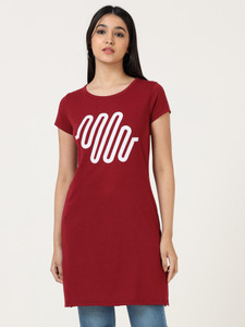 Wafaa Casual Printed Women Maroon Top