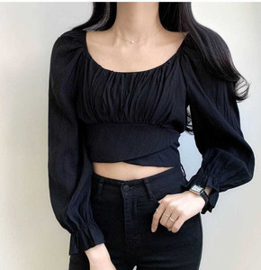 TrendHunter Casual Floral Print Women Black Top