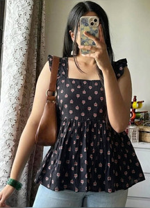 LABLEKANHA Casual Printed Women Black Top