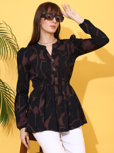 Honky Tonky Casual Printed Women Black, Brown Top