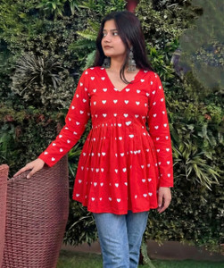 HARROZ Casual Printed Women Red Top
