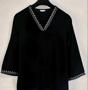 Anamwear Casual Solid, Embroidered, Embellished, Lace, Printed, Striped, Ethnic Motifs Women Black Top