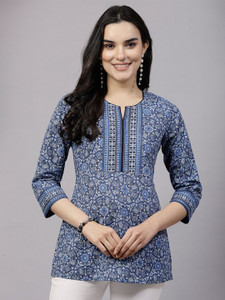 Da vastraagaar Casual Printed Women Blue Top