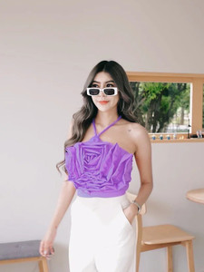 LUSH&LOOM LIFESTYLE Casual Solid Women Purple Top