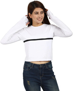 ROARERS Casual Full Sleeve Color Block Women White Top