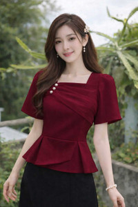 F Z Fashion Casual Solid Women Maroon Top