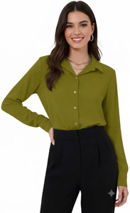 Leriya Fashion Casual Solid Women Dark Green Top