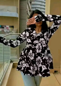 Krishna fashion Party Printed Women Black Top