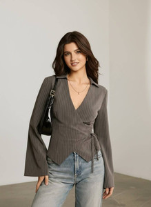 TROKLP Casual Striped Women White Top