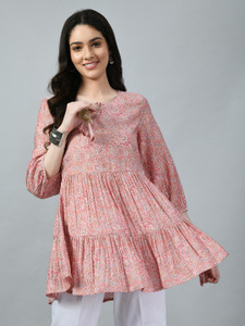 Meesan Casual Printed Women Pink Top