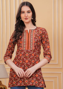 Da vastraagaar Casual Printed Women Orange Top