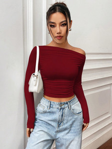 Istyle Can Casual Solid Women Maroon Top