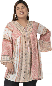 वेल्ड्रेस महिलाओं के लिए कैजुअल प्रिंटेड गुलाबी टॉप