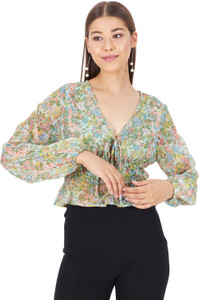 KIBO Casual Printed Women Green Top