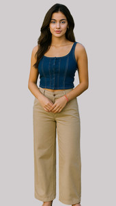 NUEVOSDAMAS Casual Solid Women Light Blue Top