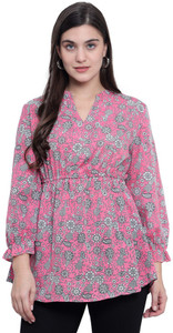 Nature Craft Casual Printed Women Pink Top