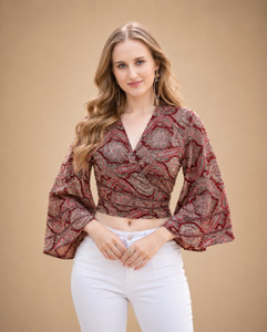 SCUBE DESIGNS Casual Printed Women Maroon Top