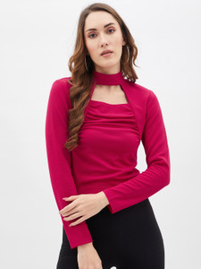 KIBO Casual Solid Women Pink Top