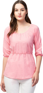 ritika enterprises Casual Solid Women Pink Top