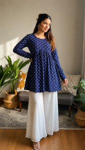 Devansh Enterprise Casual Printed Women Blue Top