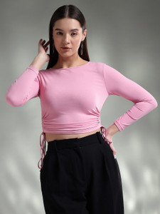 KOTTY Casual Solid Women Pink Top