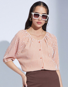 Selvia Casual Printed Women Orange, White Top