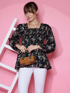 Sheetal Associates Casual Printed Women Black Top